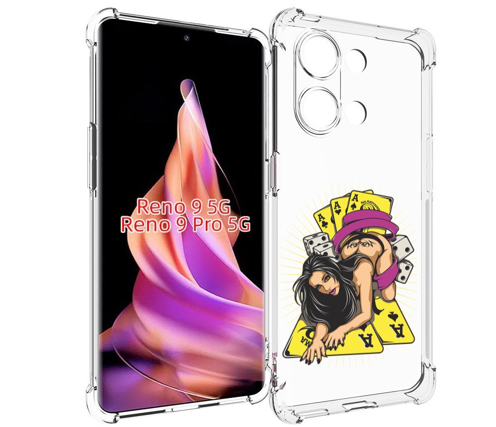 Чехол MyPads нарисованная девушка с игровыми картами для Oppo Reno 9/Reno 9 Pro