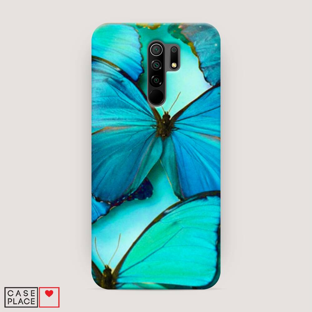 фото Пластиковый чехол "неоновые бабочки" на xiaomi redmi 9 awog