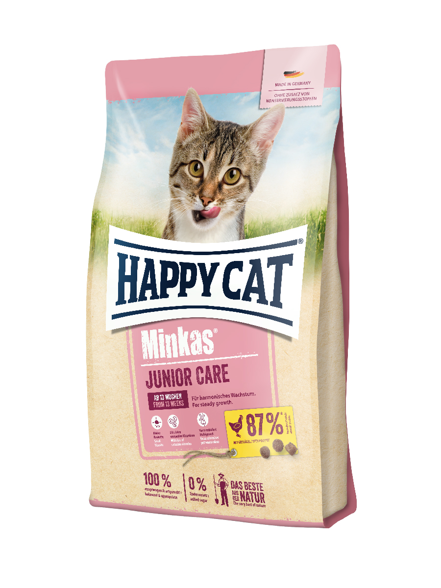 Сухой корм для котят с 4 месяцев Happy Cat домашняя птица, 1.5кг