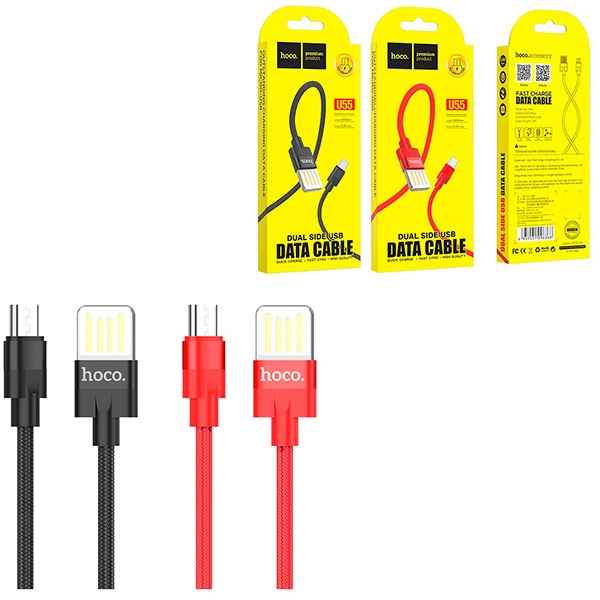 

Дата-кабель универсальный MicroUSB Hoco U55 (оплетка нейлон) (черный)