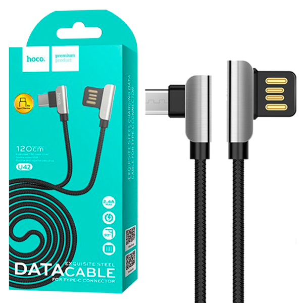 

Дата-кабель универсальный MicroUSB Hoco U42 (оплетка TPE, 120см) (черный)