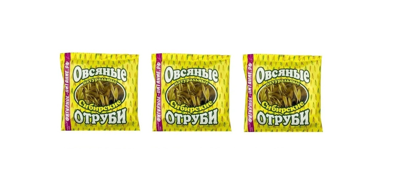 Отруби Сибирская клетчатка овсяные, очищенные, 200 г х 3 шт