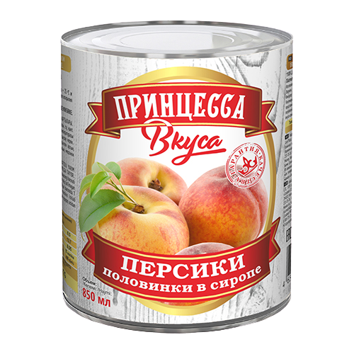 фото Персики принцесса вкуса половинки в сиропе 850 г