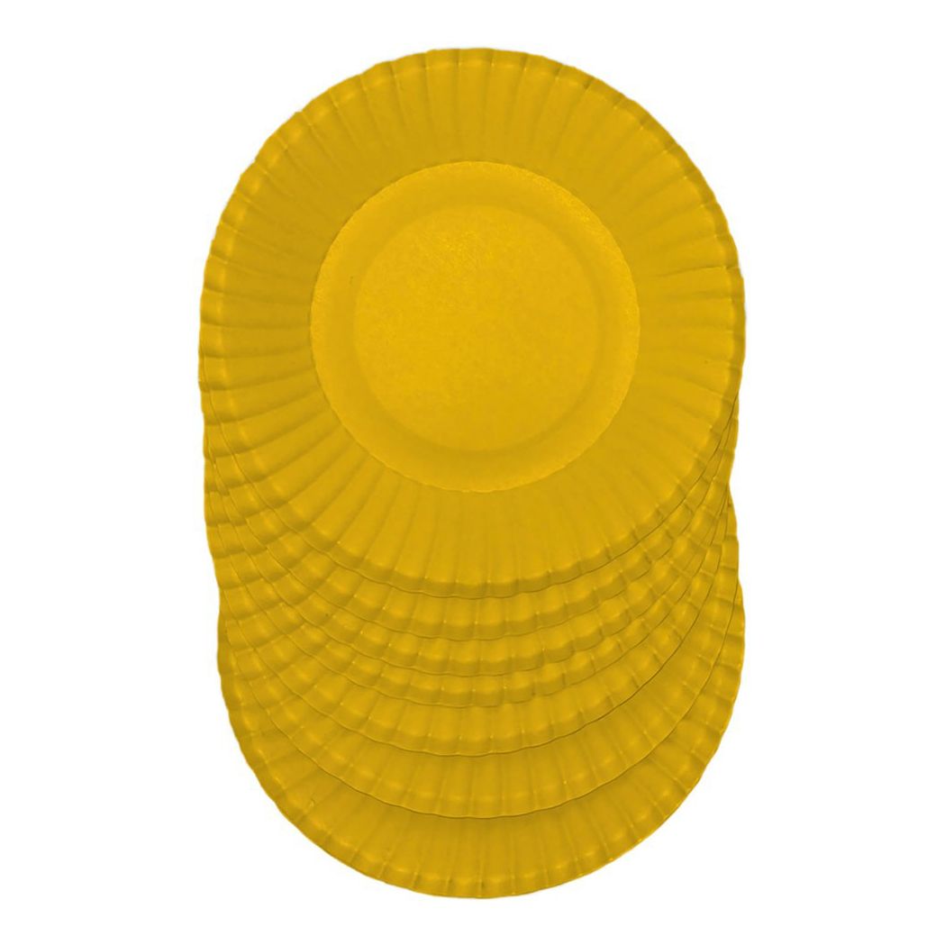 Тарелки одноразовые Gratias бумажные желтые d 23 см 6 шт
