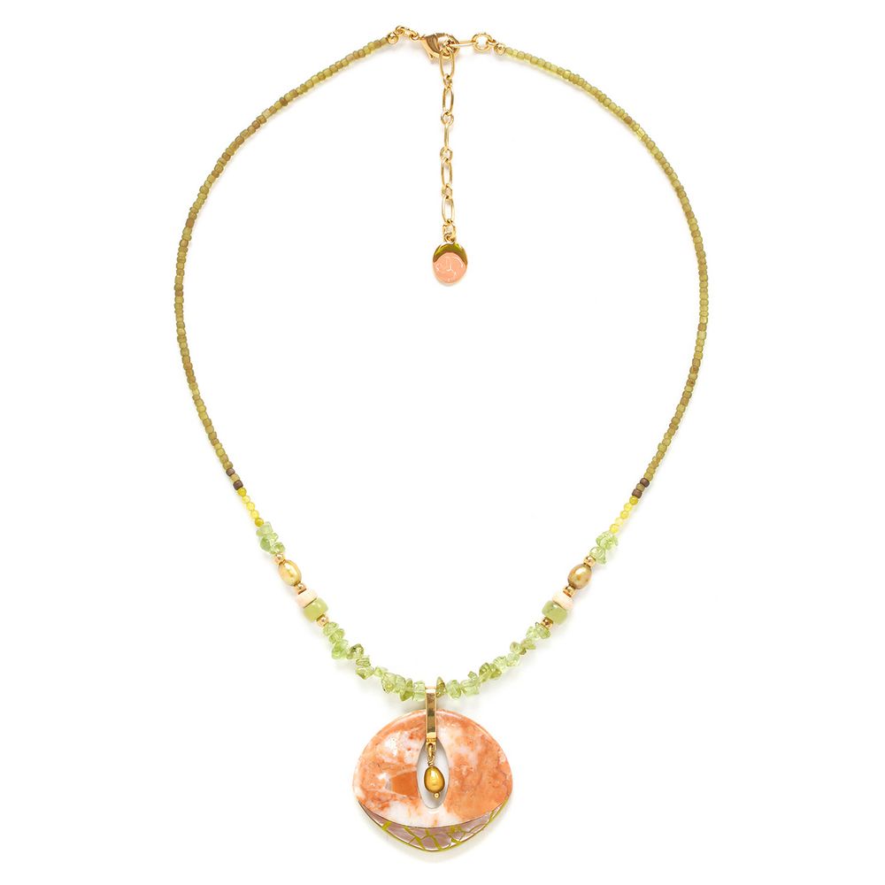 

Колье из бижутерного сплава 47,5 см Nature Bijoux NB23.1-15-42420, жемчуг/перламутр/яшма, NB23.1-15-42420