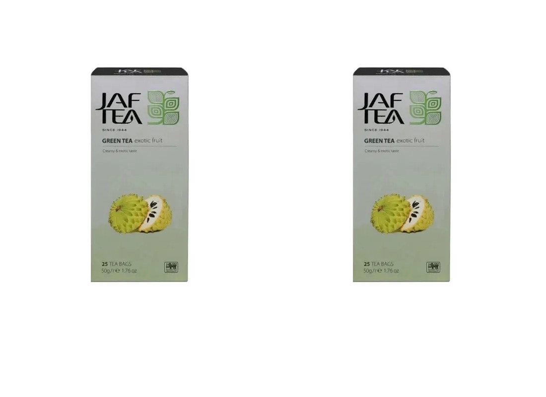 Чай Jaf Tea Зеленый Exotic Fruit, c саусепом, 25 пакетиков по 2 г х 2 шт