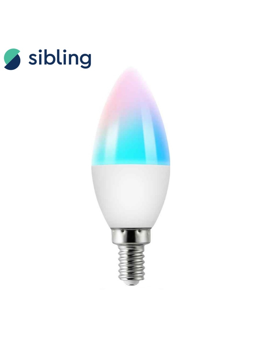 фото Умная лампочка-свеча sibling powerlite-l(с37), rgb, 5 вт (эквивалент 40 вт), wi-fi, е14