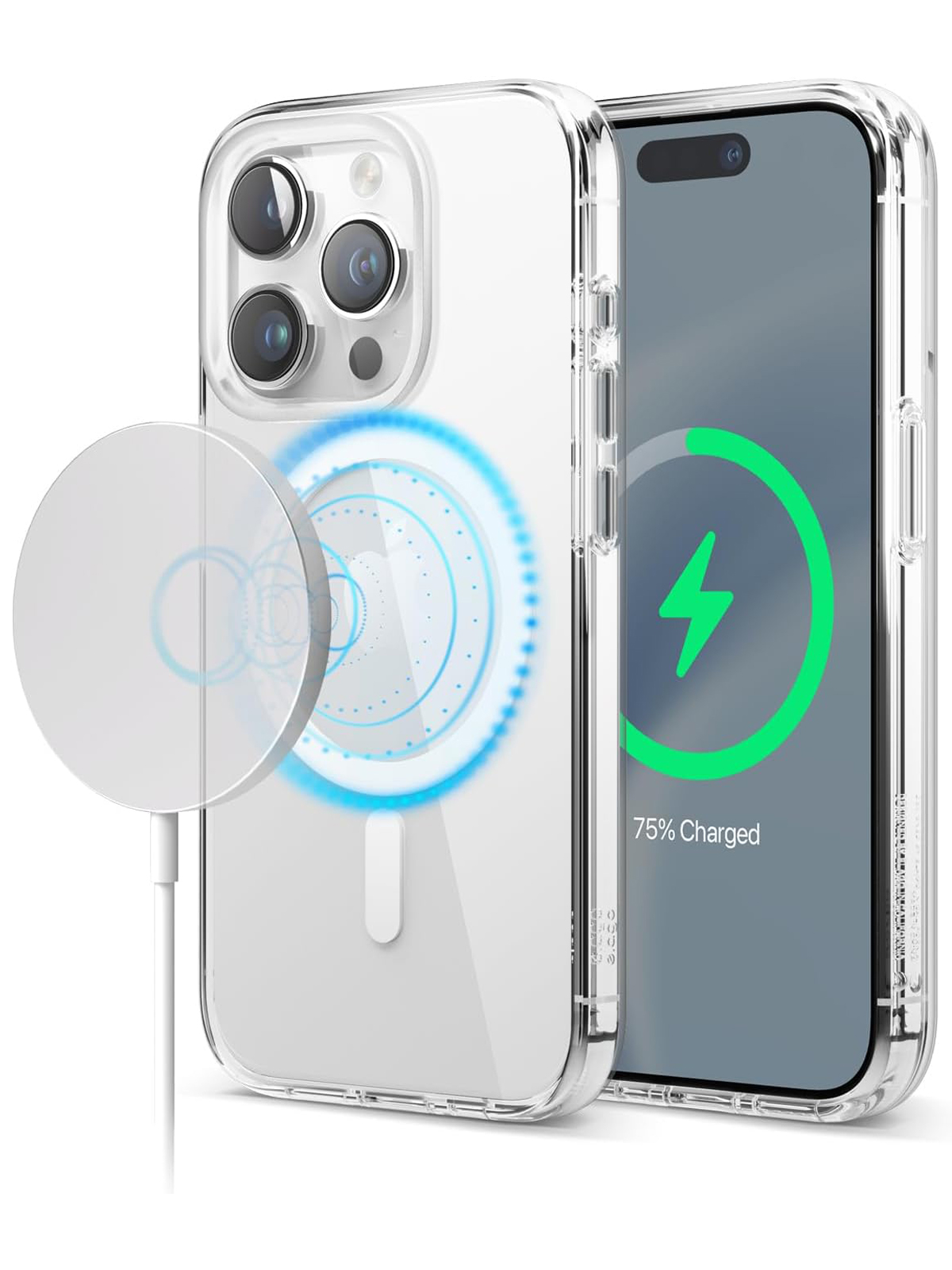

Чехол Elago для iPhone 15 Pro с MagSafe Clear/White, Прозрачный