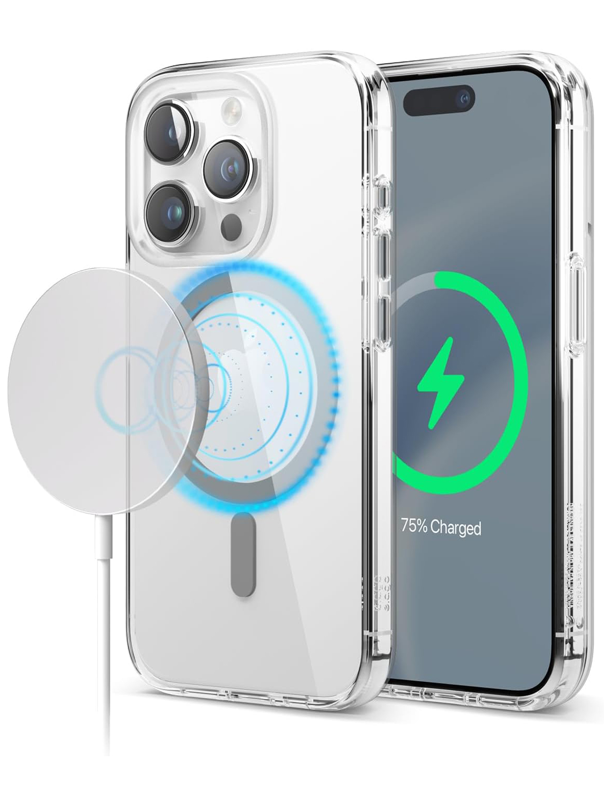 

Чехол Elago для iPhone 15 Pro с MagSafe Clear/Medium Grey, Прозрачный