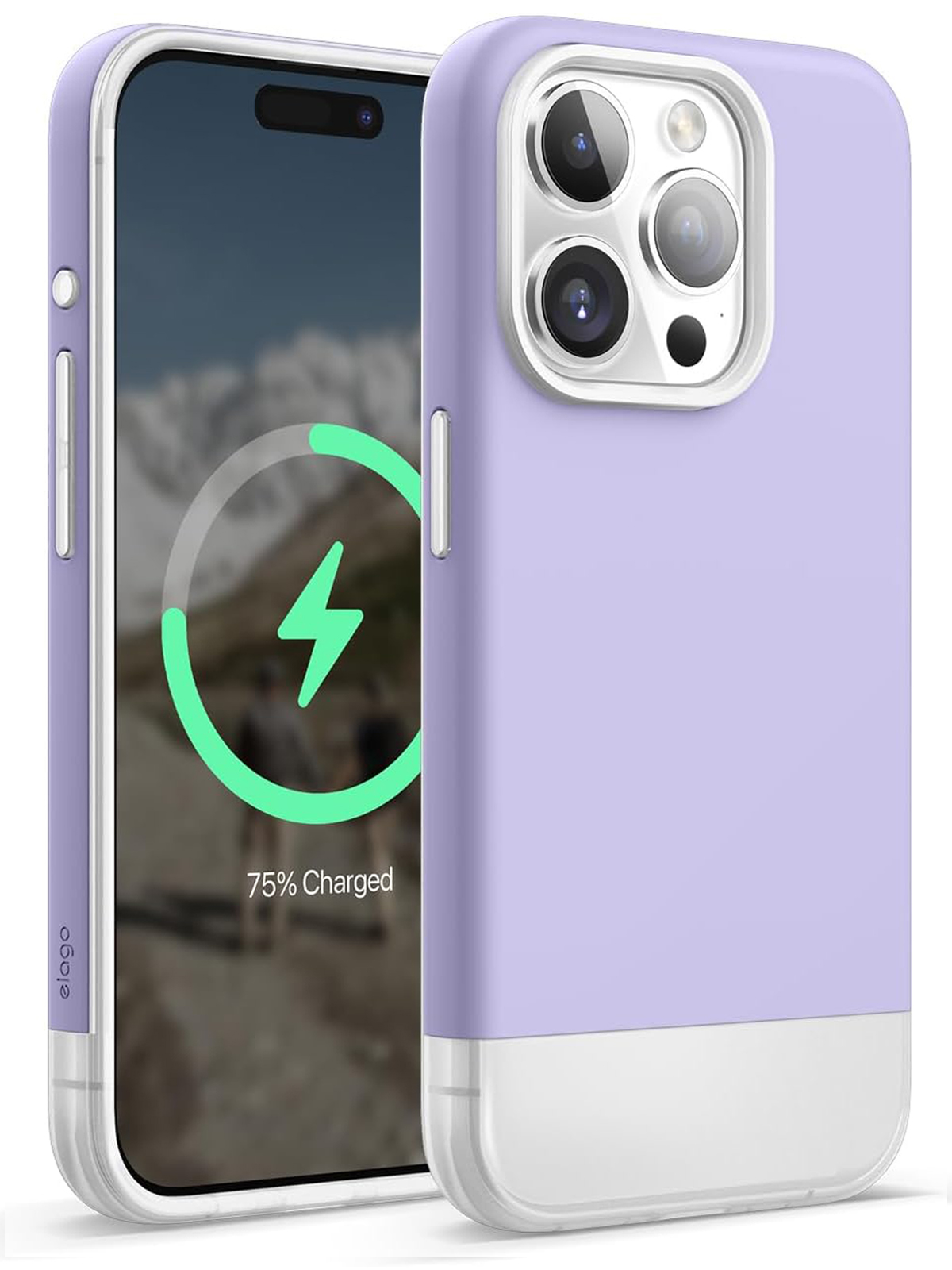 

Чехол Elago для iPhone 15 Pro Max с MagSafe Clear/Purple, Прозрачный