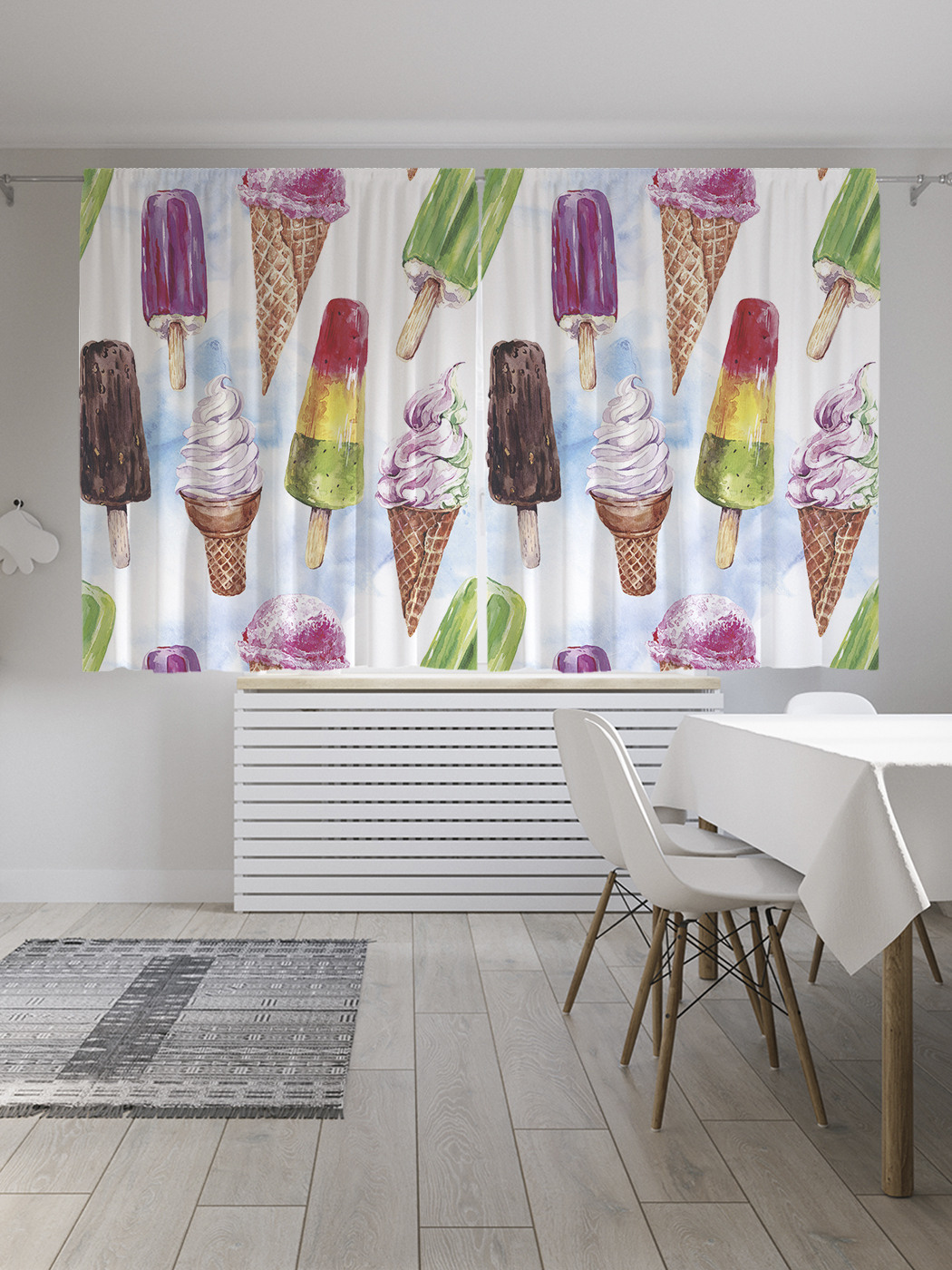 

Шторы с фотопечатью JoyArty "Виды мороженого" из сатена, 290х180 см
