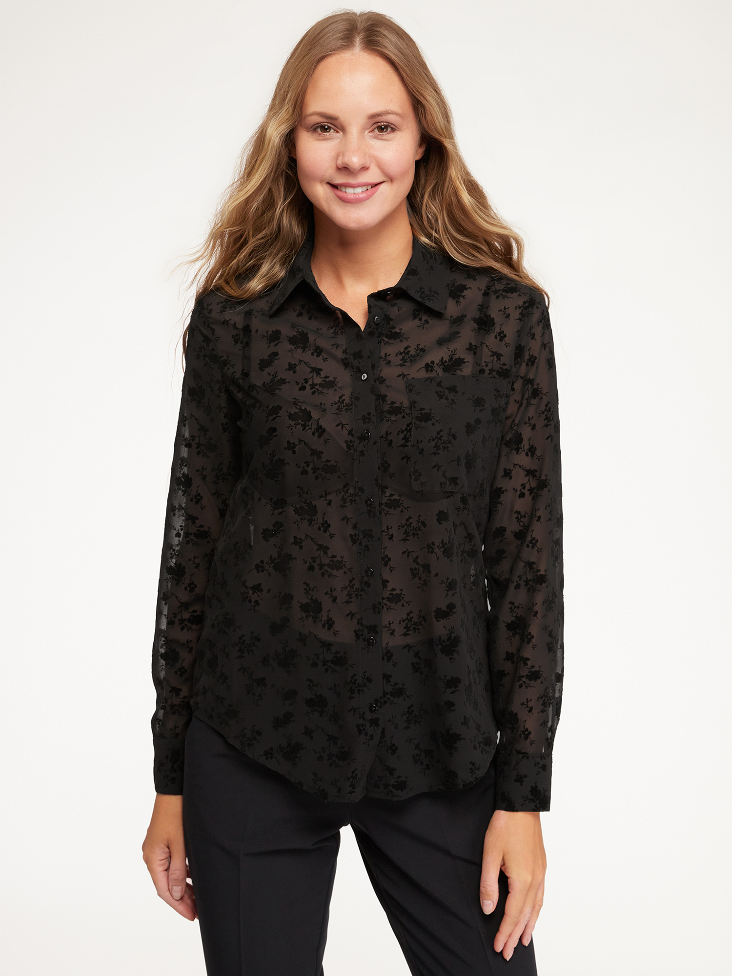 

Блуза женская oodji 11411211-1 черная 36 EU, Черный, 11411211-1