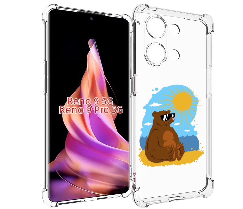

Чехол MyPads медведь на чиле для Oppo Reno 9/Reno 9 Pro, Прозрачный, Tocco