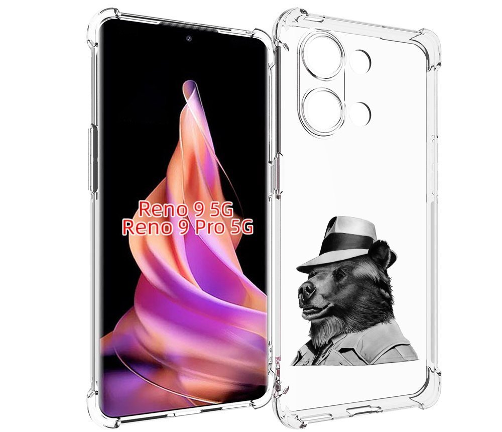 Чехол MyPads медведь в шляпе для Oppo Reno 9/Reno 9 Pro