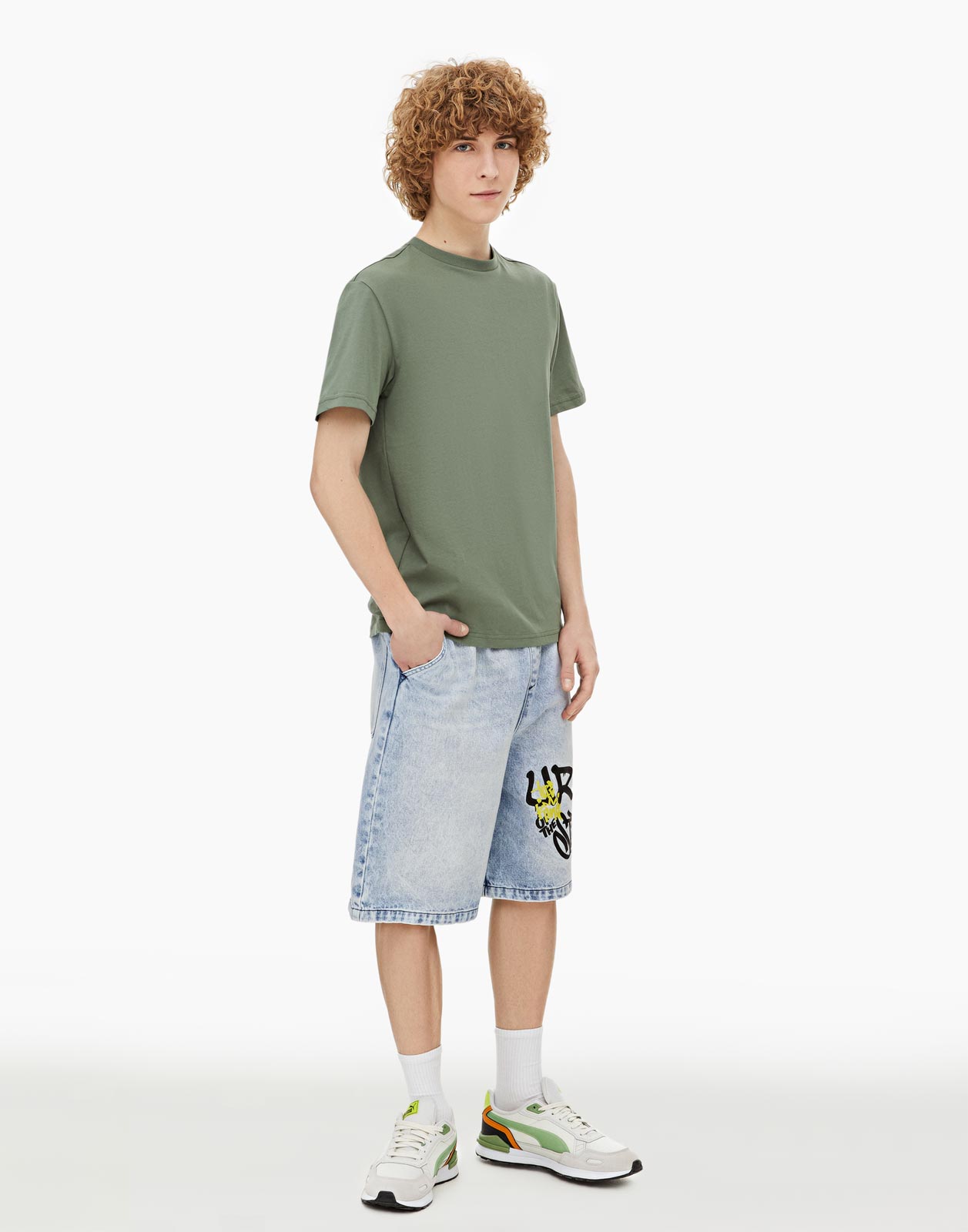 Хаки базовая футболка Standard из джерси для мальчика 8-10л/134-140