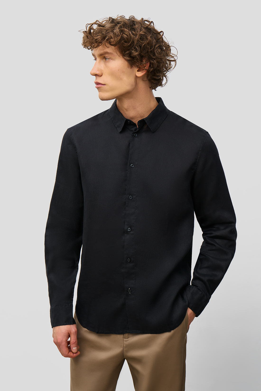 Рубашка мужская Baon B6623008 черная 2XL
