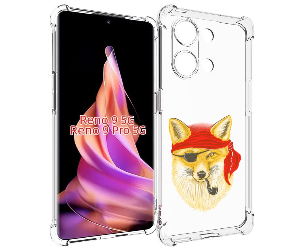 

Чехол MyPads лиса-пират для Oppo Reno 9/Reno 9 Pro, Прозрачный, Tocco