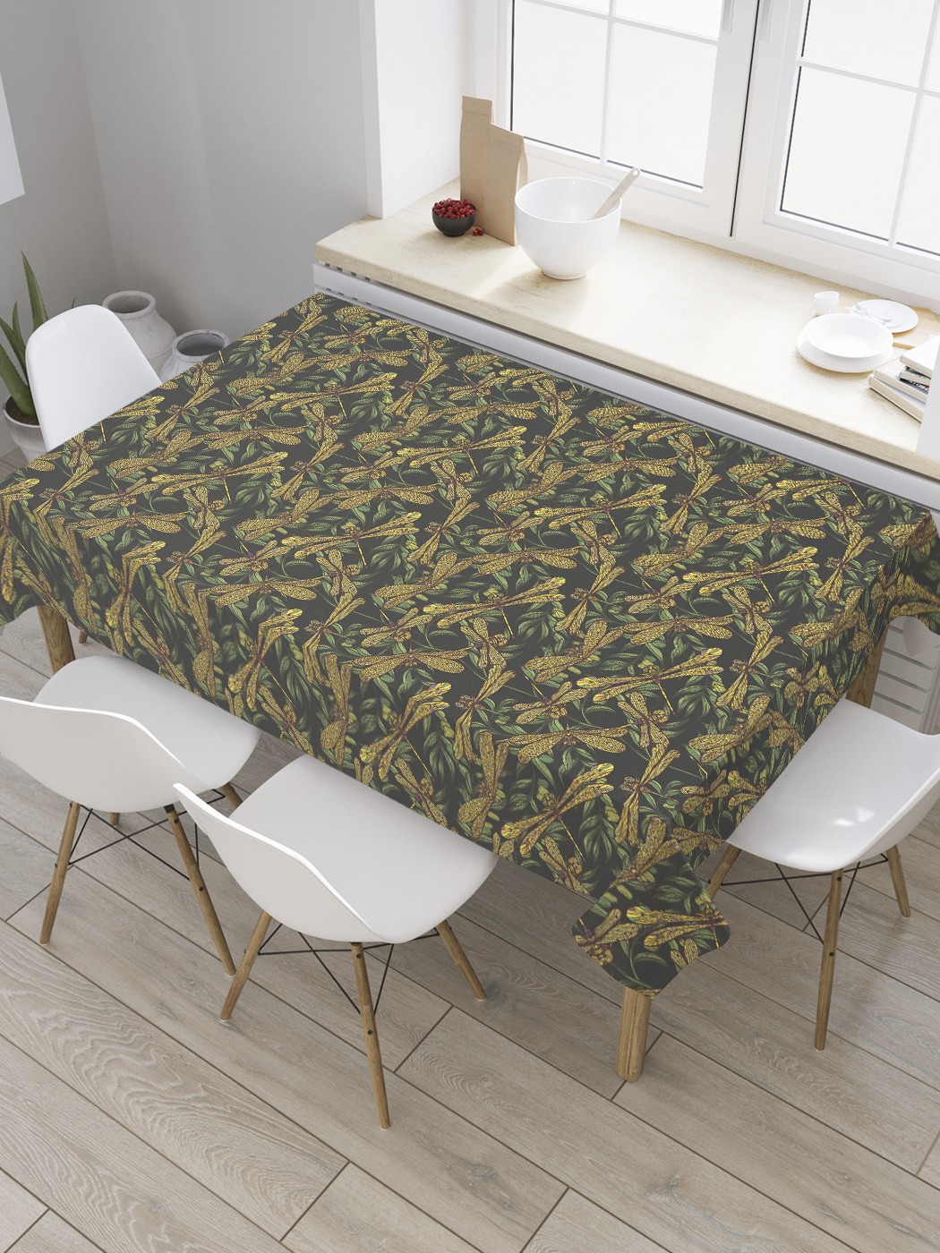 

Скатерть прямоугольная JoyArty "Ночные стрекозы" из оксфорда, 120x145 см, Зеленый, Ночные стрекозы