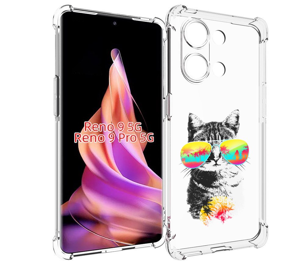 

Чехол MyPads крутой кот для Oppo Reno 9/Reno 9 Pro, Прозрачный, Tocco