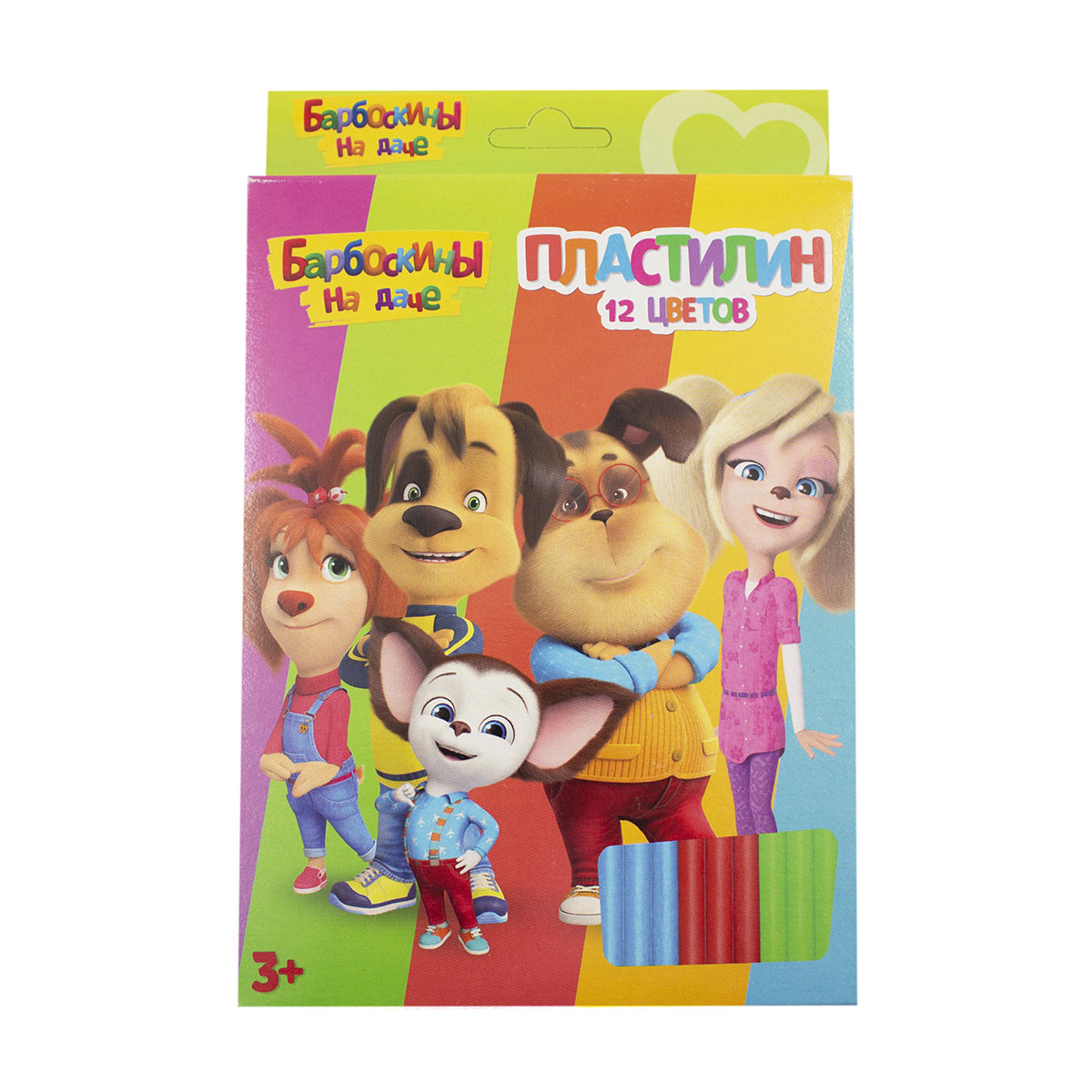 Пластилин Centrum Барбоскины 12 цветов, стека пластиковая 240г 86226 пластилин centrum enchantimals со стекой 6 ов