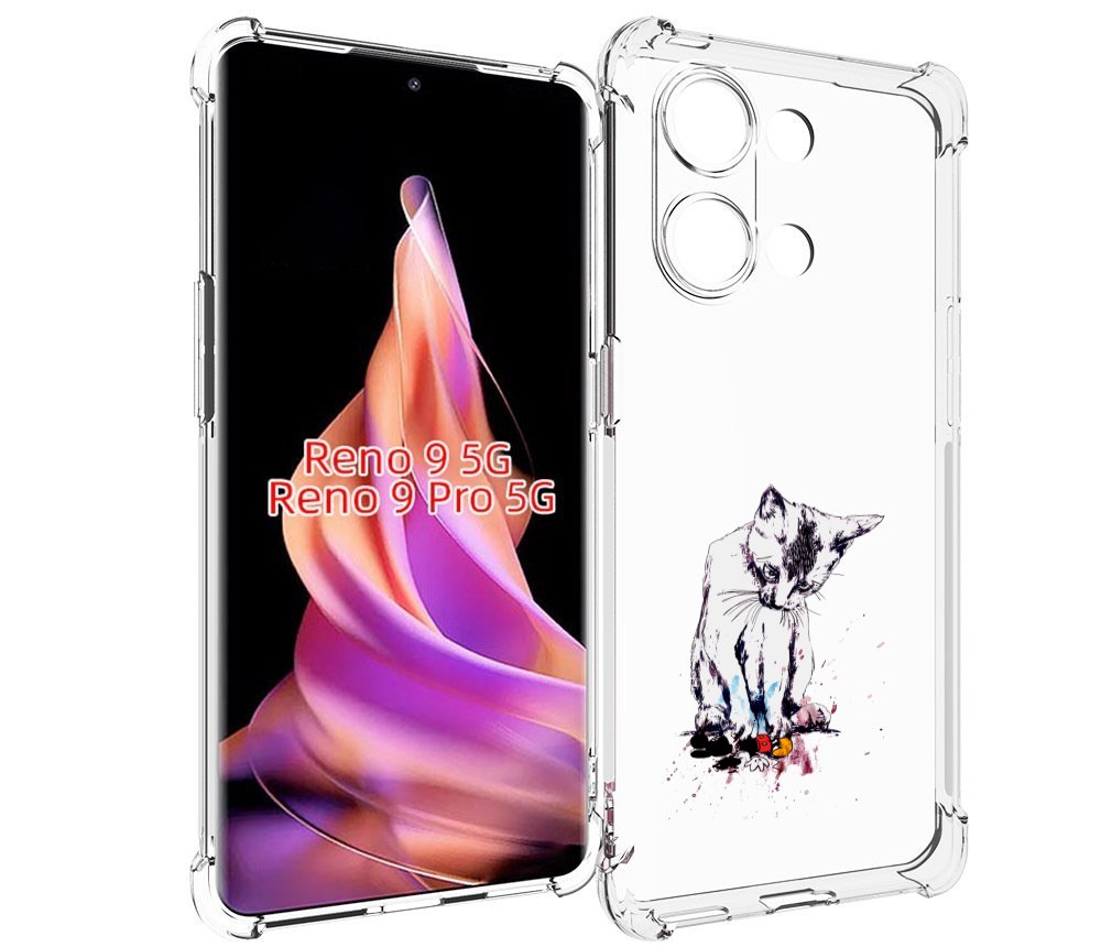 

Чехол MyPads кот и микки для Oppo Reno 9/Reno 9 Pro, Прозрачный, Tocco