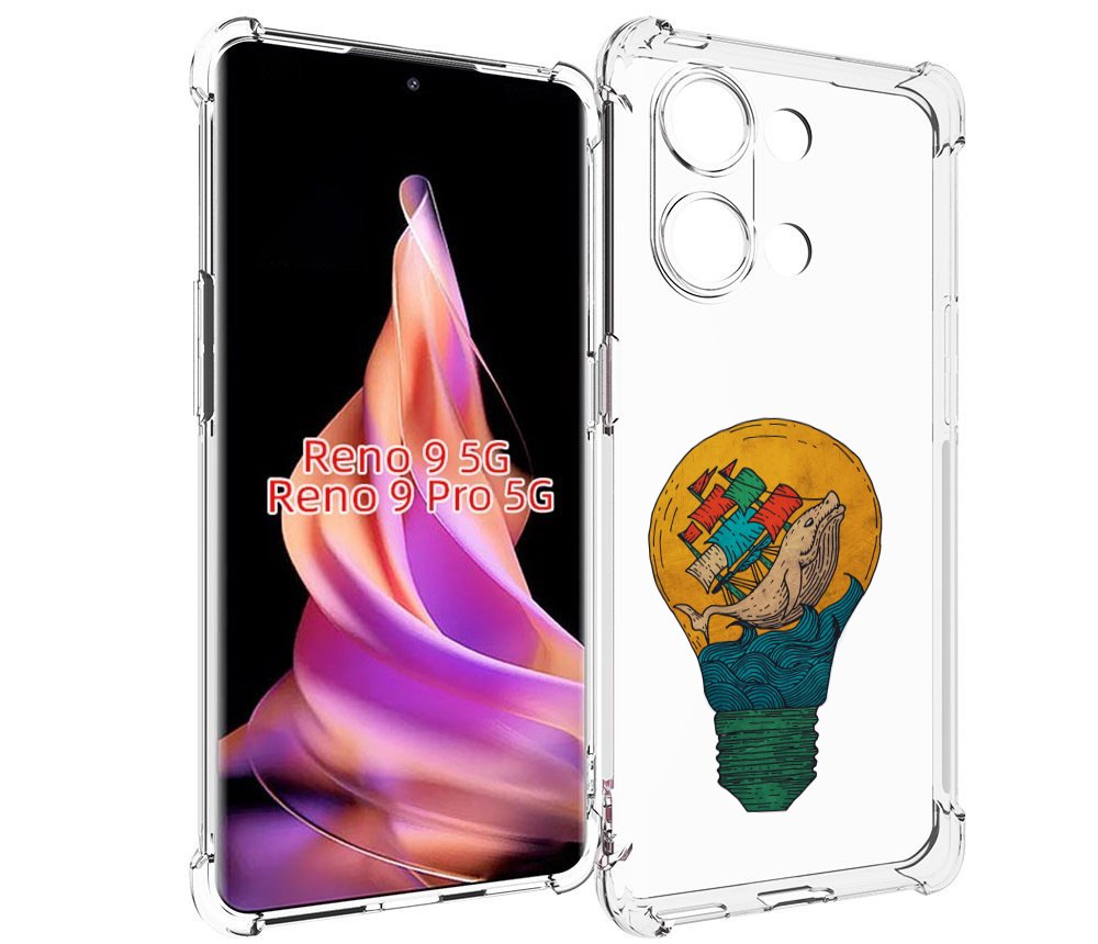 

Чехол MyPads кит в лампочке с парусами для Oppo Reno 9/Reno 9 Pro, Прозрачный, Tocco