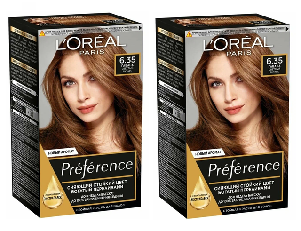 

Краска для волос L'Oreal Paris Preference 6.35 Гавана янтарный светлый 2 шт