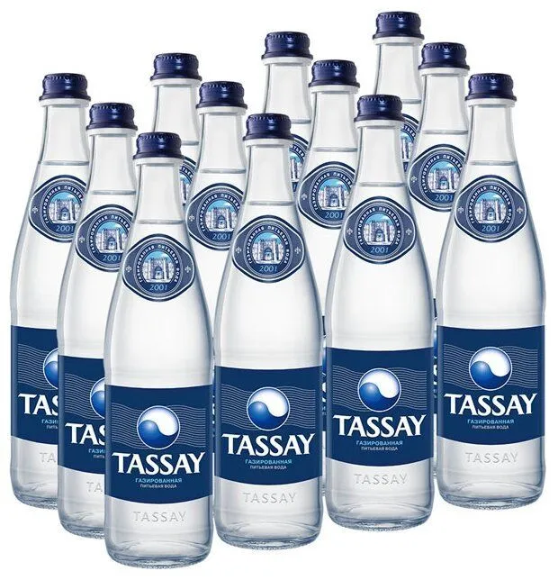 Минеральная вода Tassay газированная, стекло, 12 шт. по 0.5 л