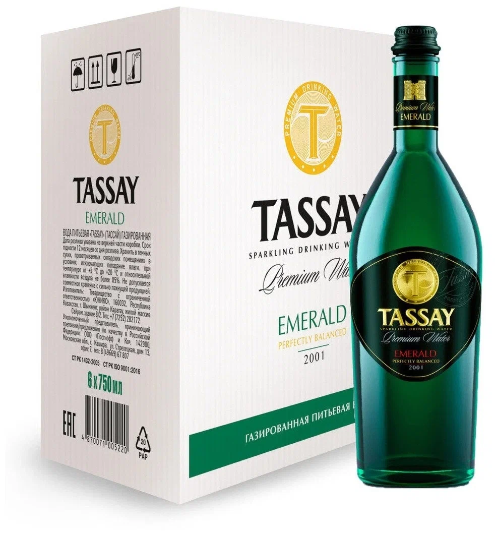 

Минеральная вода Tassay Emerald газированная, стекло, 6 шт. по 0.75 л