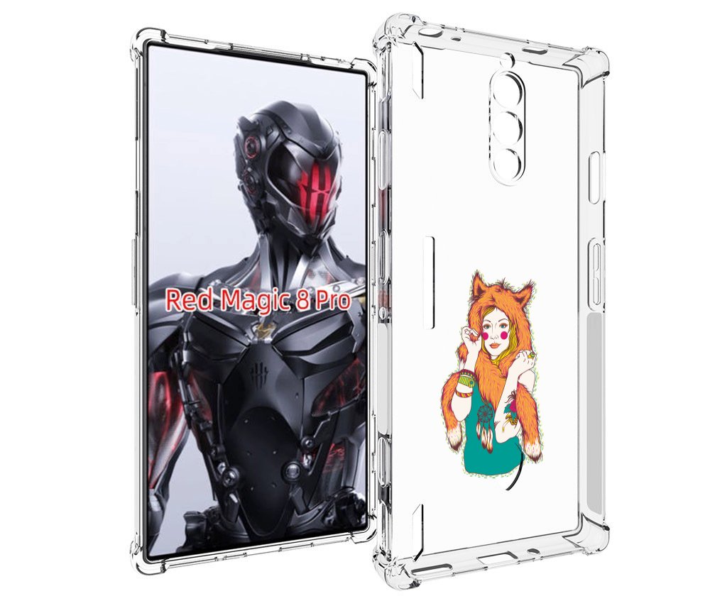 Чехол MyPads Девушка лиса для ZTE Nubia Red Magic 8 Pro / Red Magic 8 Pro Plus
