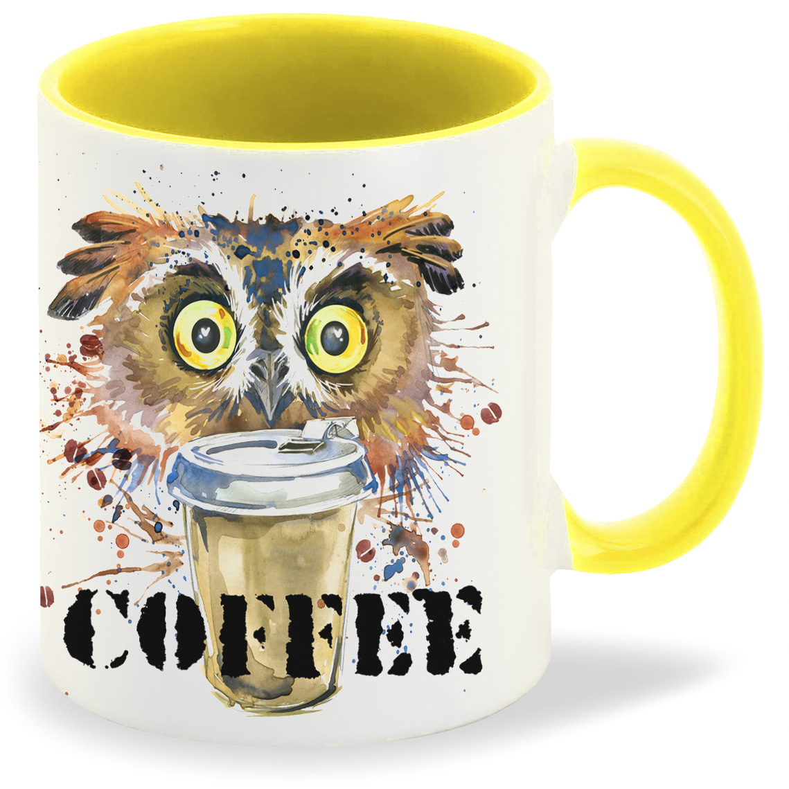 

Кружка CoolPodarok Краски Сова с кофе Cofee