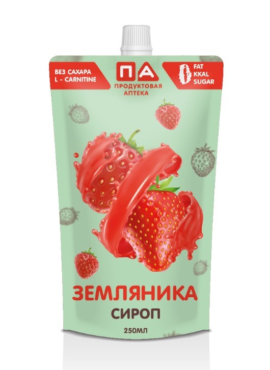 

Сироп "Земляника" Без Сахара Doy-Pack "Продуктовая Аптека" 250мл