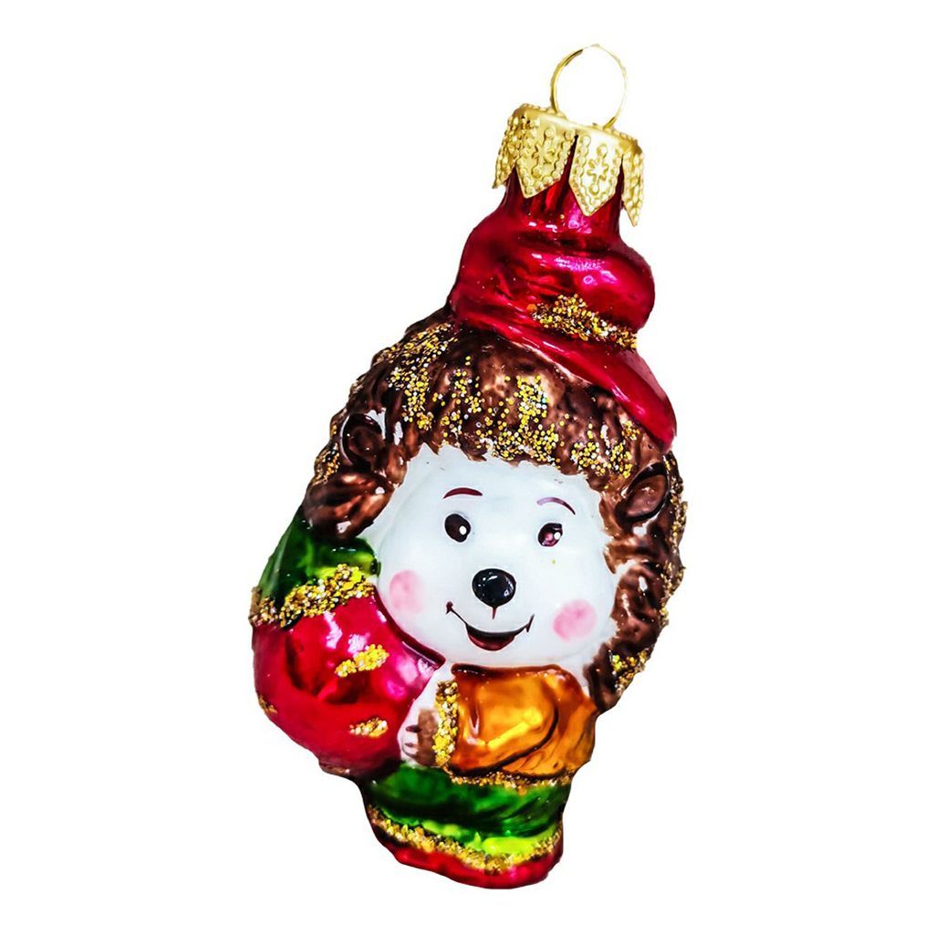 Елочная игрушка Коломеев Ежик с яблоком разноцветная h 10 см 699₽