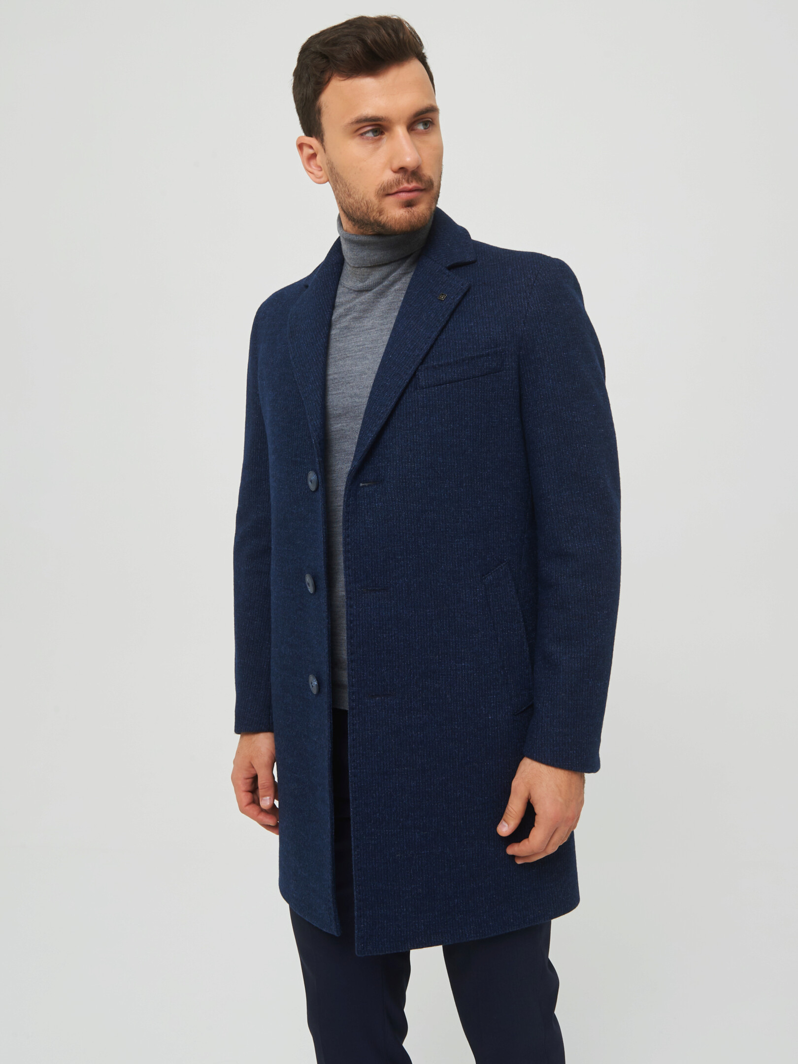 Пальто мужское КАЛЯЕВ 55303 синее 46 RU