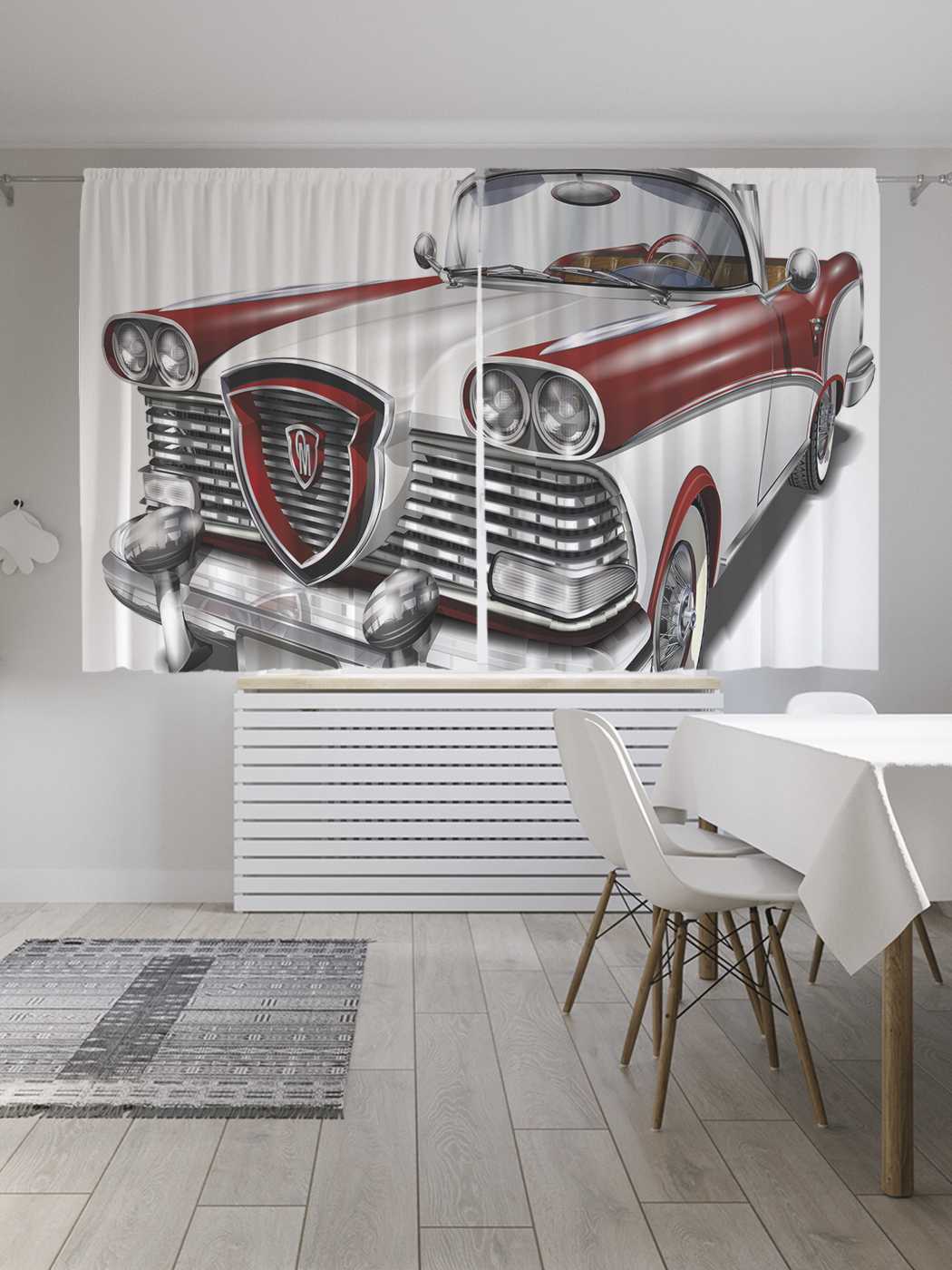фото Шторы с фотопечатью joyarty "ретро эксклюзив авто" из сатена, 290х180 см