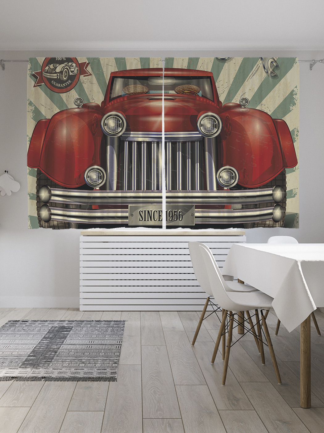 

Шторы с фотопечатью JoyArty "Авто гараж" из сатена, 290х180 см