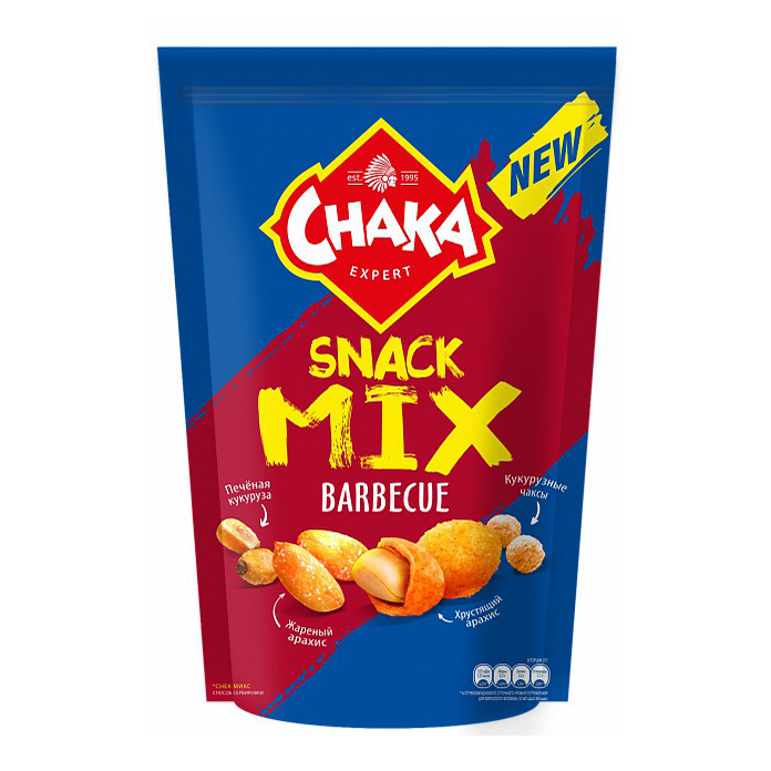 

Снеки Chaka Snack mix арахис-зерна кукурузы-чаксы со вкусом барбекю 150 г