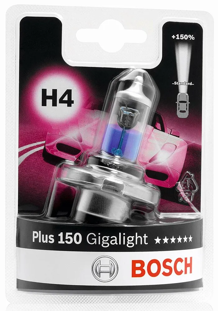 

Лампа автомобильная BOSCH H4 Gigalight +150%, 1987301136