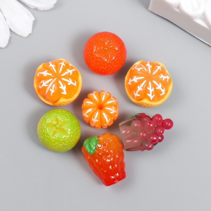 

Декор для творчества Арт Узор пластик Цитрусовые и ягоды набор 7 шт, 2шт., Разноцветный