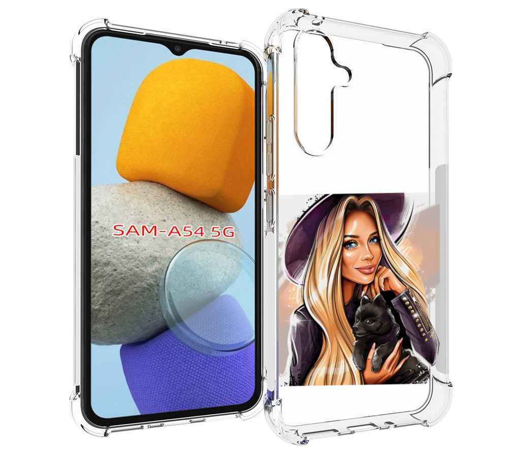 

Чехол MyPads девушка-с-черным-щенком женский для Samsung Galaxy A54, Tocco