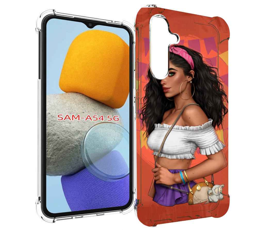 

Чехол MyPads девушка-с-сумкой-мулатка женский для Samsung Galaxy A54, Tocco