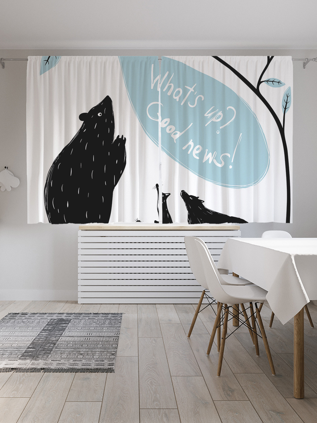 

Шторы с фотопечатью JoyArty "Хорошие новости" из сатена, 290х180 см