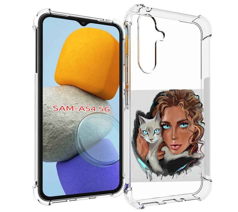 

Чехол MyPads девушка-с-котом-голубые-глаза женский для Samsung Galaxy A54, Tocco