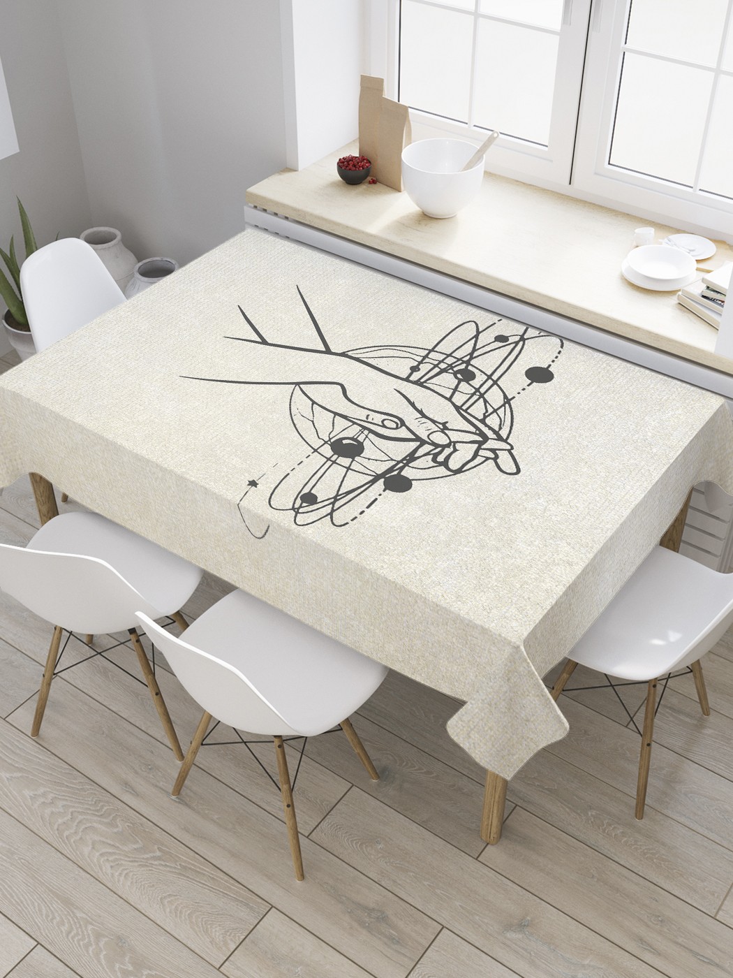 

Скатерть прямоугольная JoyArty "Рука об руку по жизни" из оксфорда, 120x145 см, Бежевый, Рука об руку по жизни