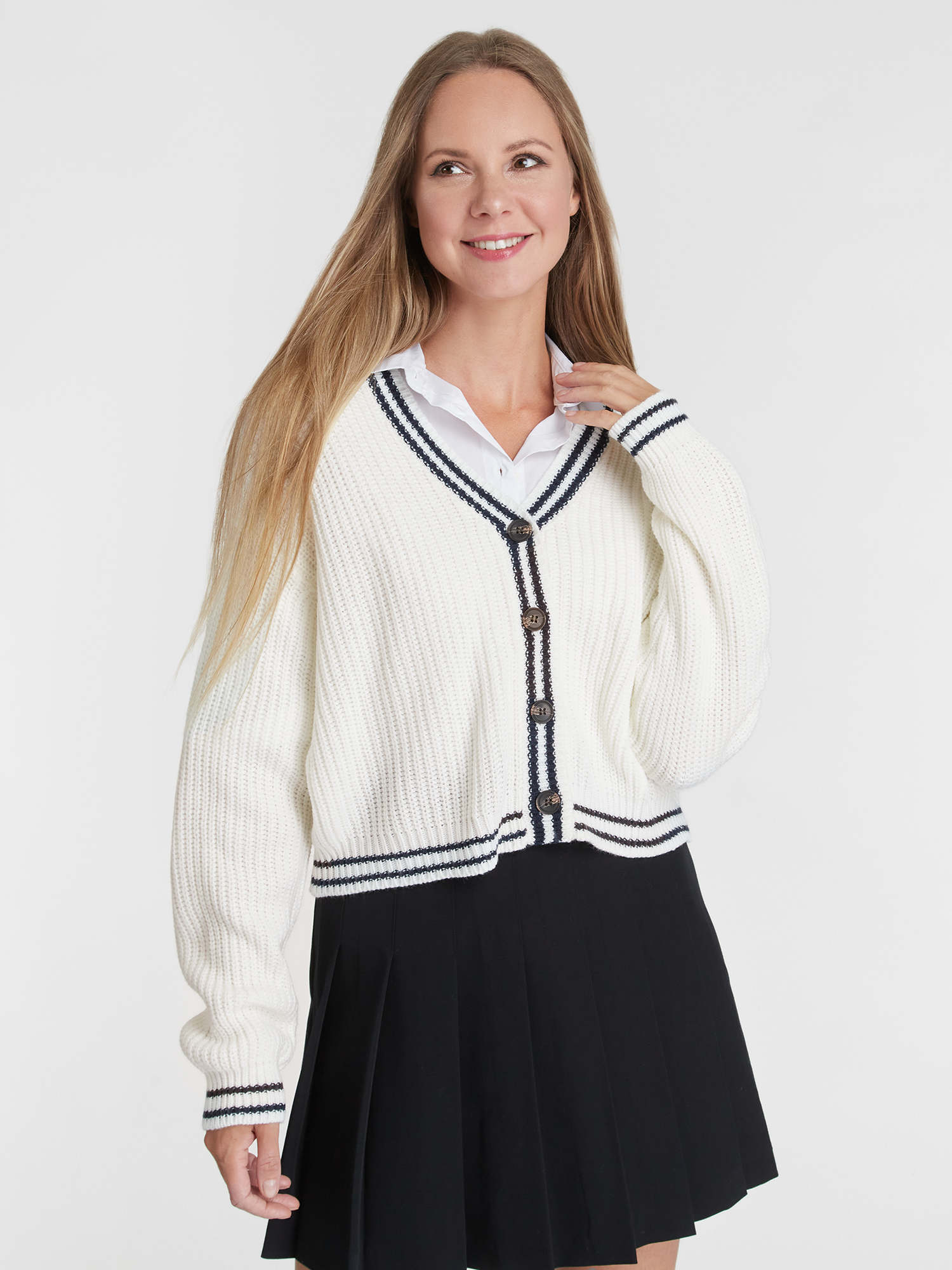 

Кардиган женский oodji 63205264 белый XS, 63205264