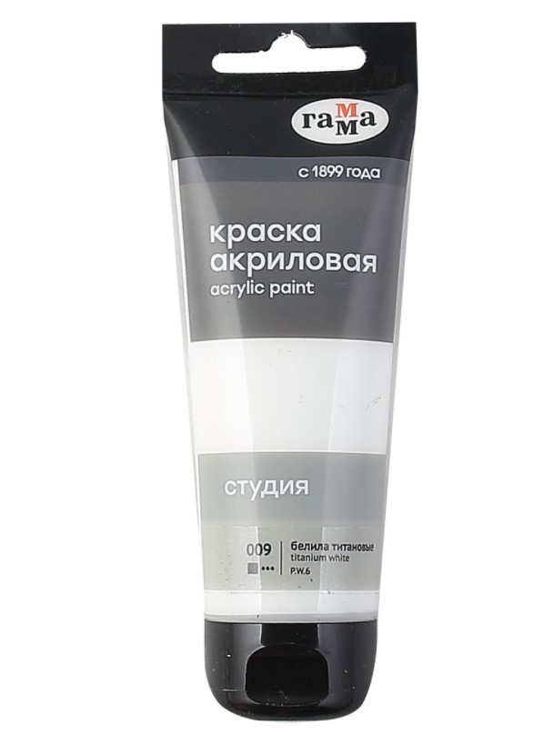фото Краска акриловая гамма 1375515 75 мл белила титановые