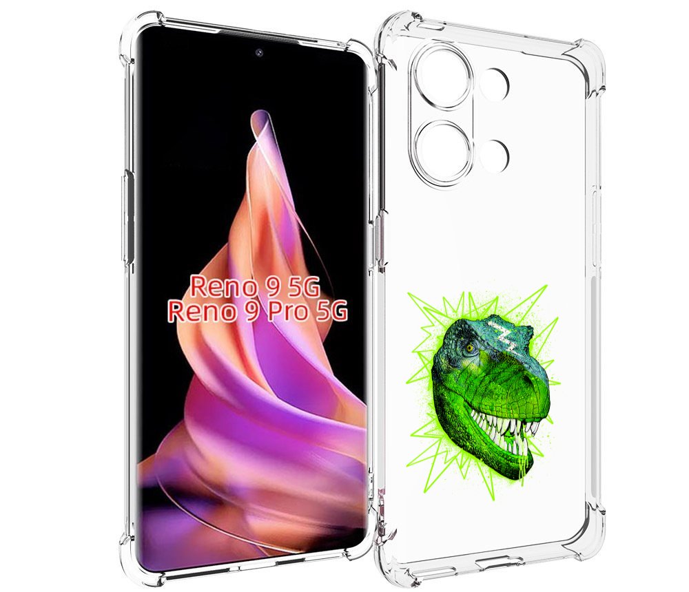 

Чехол MyPads зеленый динозавр для OPPO Reno 9 / Reno 9 Pro, Прозрачный, Tocco