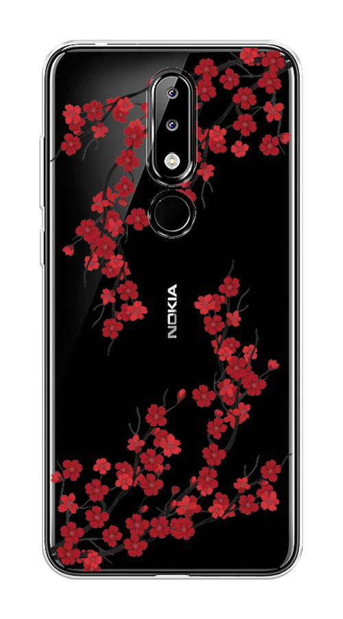 

Чехол на Nokia 5.1 Plus (X5) "Красная сакура", Красный;черный, 121950-2