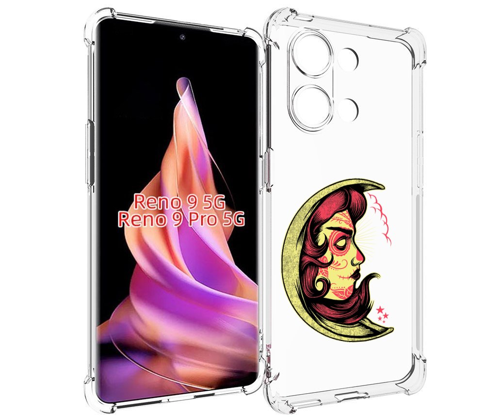 

Чехол MyPads желтый полумесяц с лицом девушки для Oppo Reno 9/Reno 9 Pro, Прозрачный, Tocco
