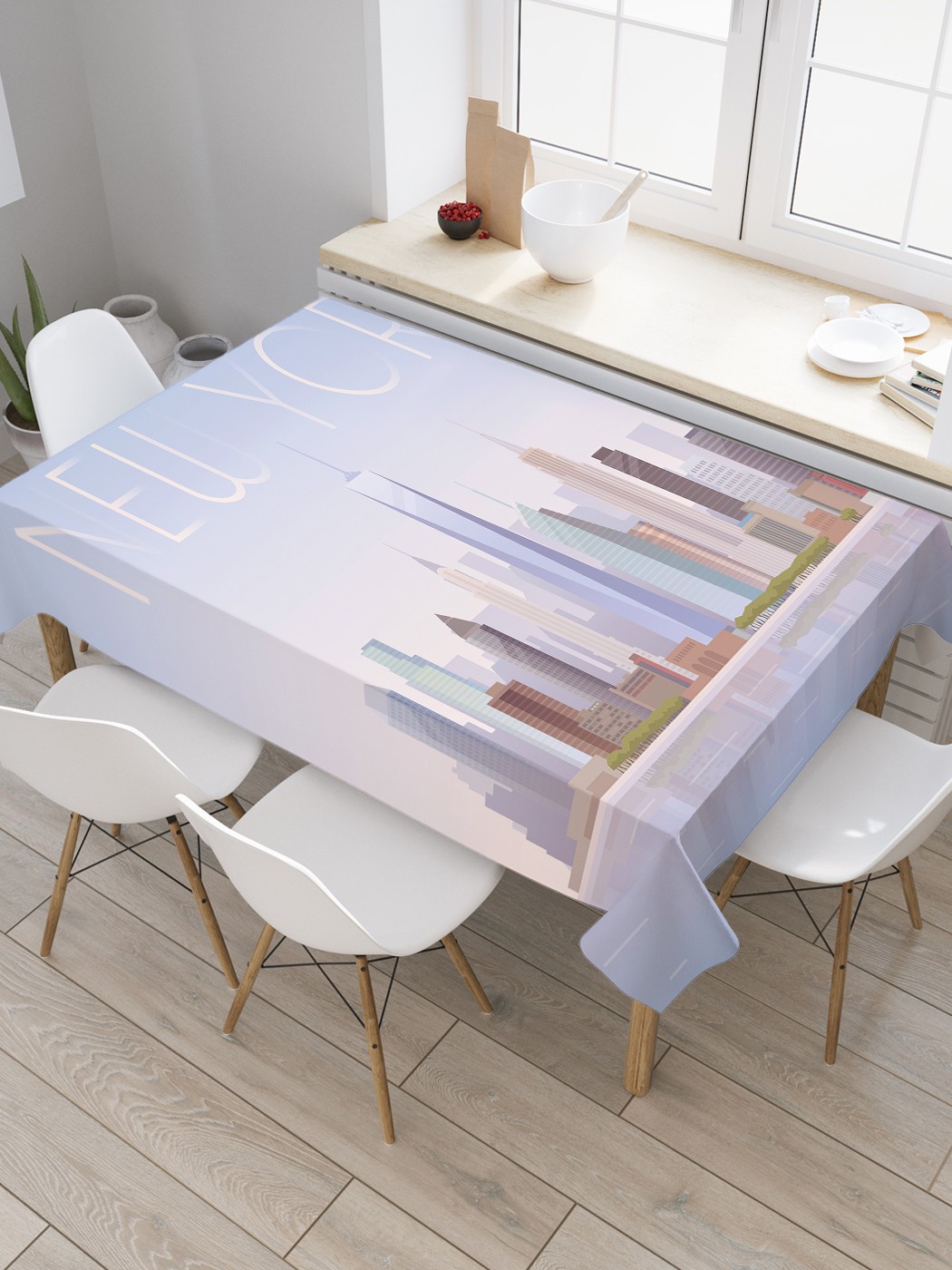 

Скатерть прямоугольная JoyArty "Нью-йорк с моря" из оксфорда, 120x145 см, Фиолетовый, Нью-йорк с моря